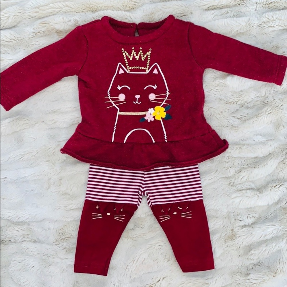 Size 3 months burgundy top and leggings